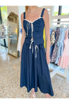 Tie Front Navy Top