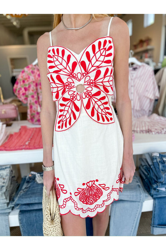 Red Floral Mini Dress