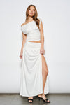 White Claire Ruched Maxi Skirt
