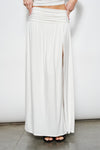 White Claire Ruched Maxi Skirt