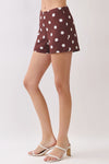 Etta Polka Dot Tailored Shorts — Brown