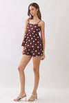 Flora Polka Dot Babydoll Top — Brown