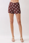 Etta Polka Dot Tailored Shorts — Brown