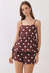 Etta Polka Dot Tailored Shorts — Brown