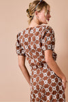 Bonnie Embroidered Puff Sleeve Cropped Blouse - Brown