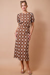 Adelaide Embroidered A-Line Midi Skirt - Brown