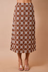 Adelaide Embroidered A-Line Midi Skirt - Brown