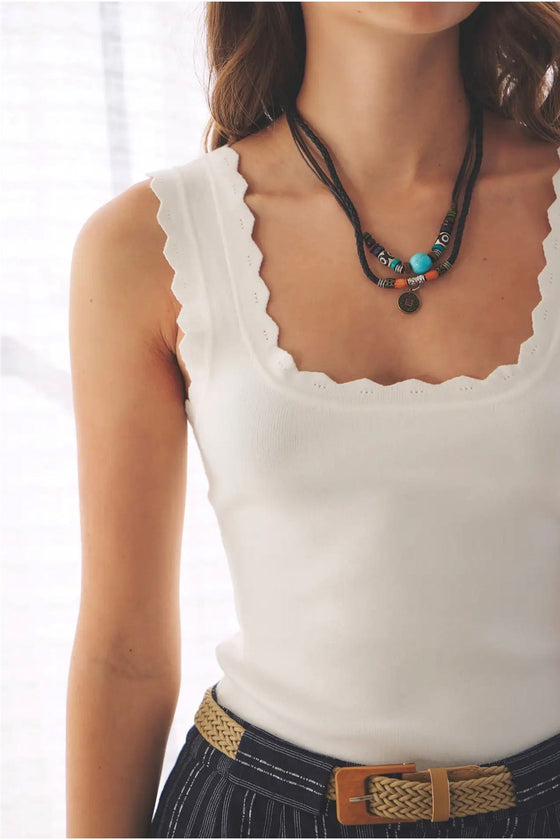White Scallop Top