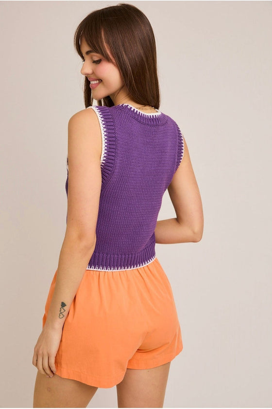 Contrast Stitch Top