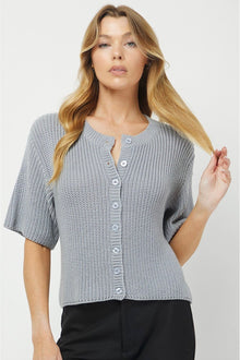  Grey Short Sleeve Sweater