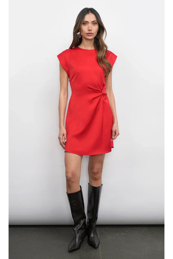 Watson Dolman Sleeve Satin Side Twist Mini Dress