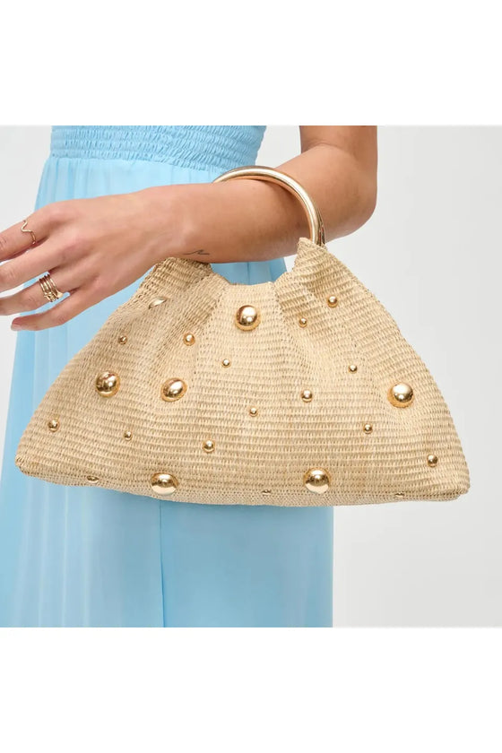 Harper Straw Studded Bag