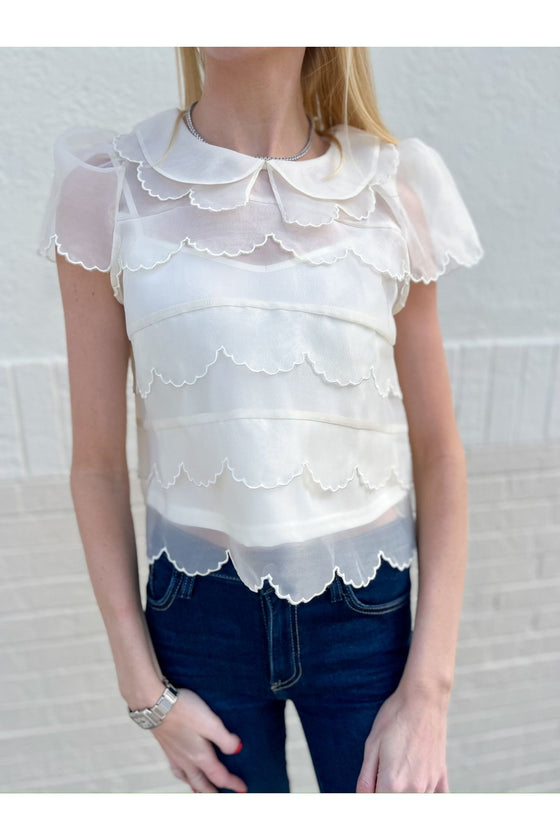 Scallop Organza Blouse