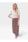 Adelaide Embroidered A-Line Midi Skirt - Brown