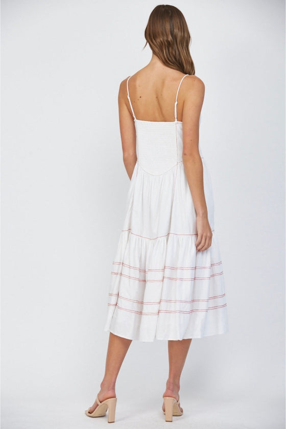 Red Stitch Maxi Dress