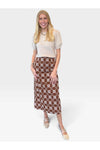 Adelaide Embroidered A-Line Midi Skirt - Brown