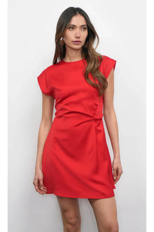  Watson Dolman Sleeve Satin Side Twist Mini Dress