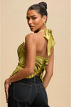 Green Peyton Pleated Top