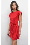 Watson Dolman Sleeve Satin Side Twist Mini Dress
