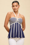 2 Tone Knit Halter Neck Top
