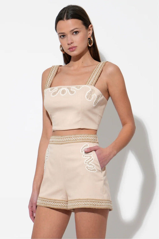 Traci Embroidered High-Waist Shorts