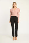 Audra Puff Shoulder Cardigan - Blush
