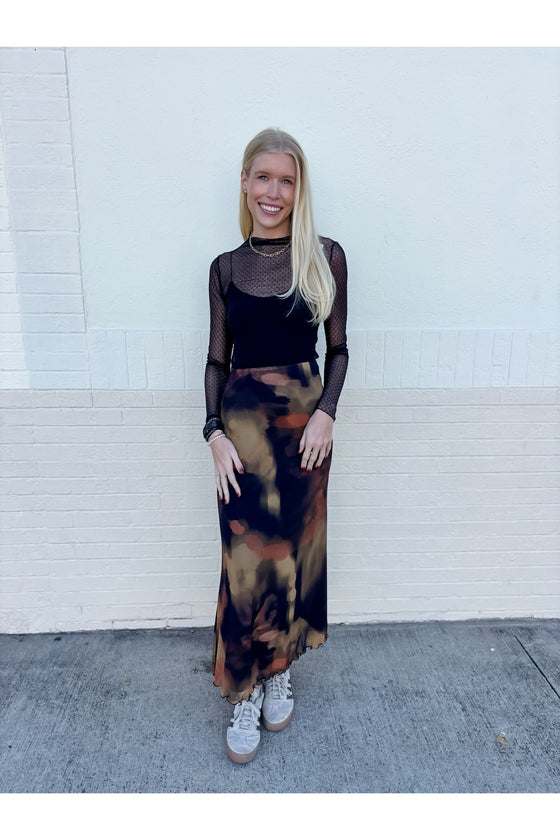 LUMINOUS SHADOW MAXI SKIRT