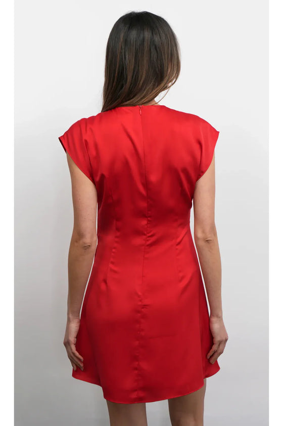Watson Dolman Sleeve Satin Side Twist Mini Dress