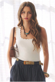  White Scallop Top