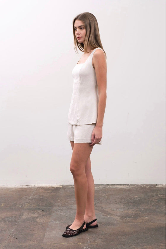 Square Neck Linen Top