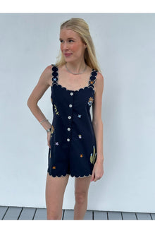  Embroidered Button Down Romper