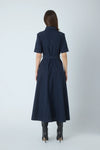 Lindsay Pinstripe Cotton Dress - Navy
