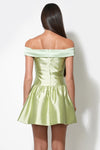 Darcy Off Shoulder Satin Drop Waist Mini Dress