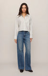 Favorite Striped Button Up Top White