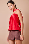 Freya Strapless Satin Top - Red