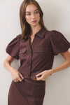 Georgie Button Up Puff Sleeve Top