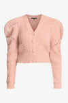 Audra Puff Shoulder Cardigan - Blush