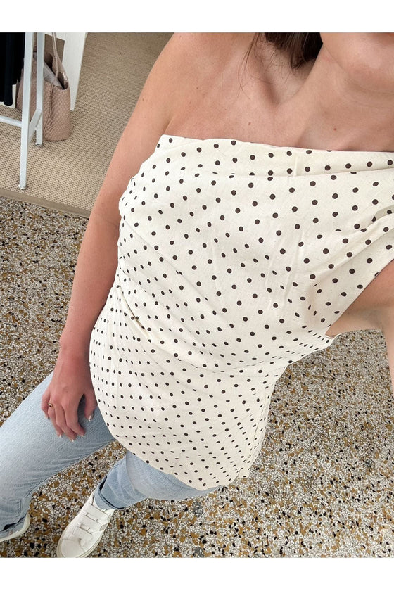 One Shoulder Polka Dot Top