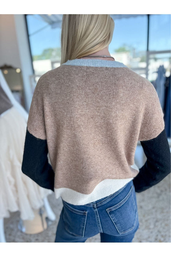 ASH COLOR BLOCKED CREWNECK