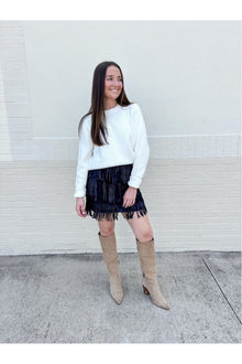  Groove Suede Fringe Skirt