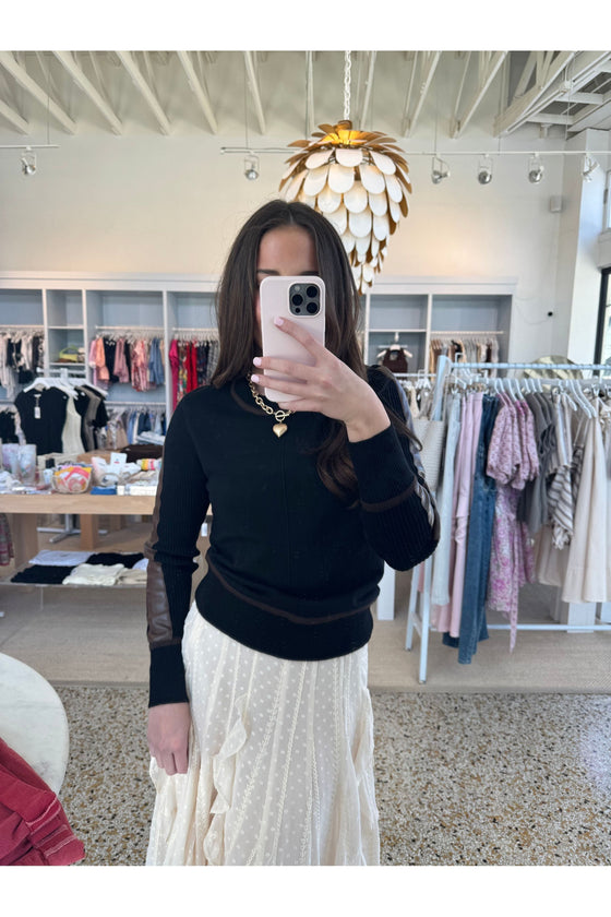ATLAS VEGAN LEATHER ACCENT CREW
