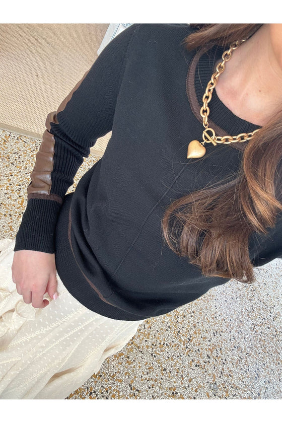 ATLAS VEGAN LEATHER ACCENT CREW