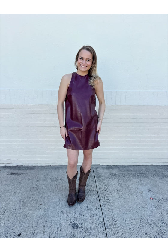 ONYX FAUX LEATHER DRESS LARE Boutique ONYX FAUX LEATHER DRESS LARE Boutique