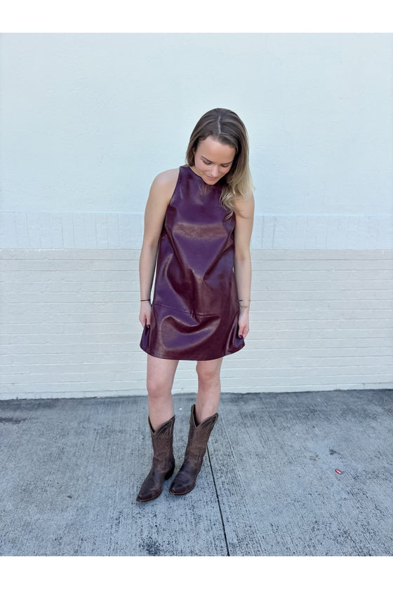ONYX FAUX LEATHER DRESS LARE Boutique ONYX FAUX LEATHER DRESS LARE Boutique