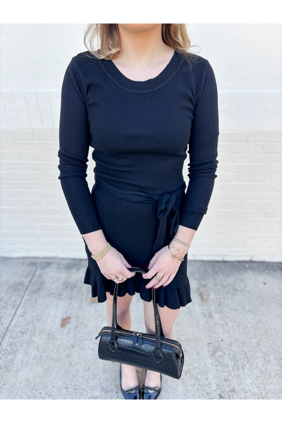 Black Knit Mini Dress