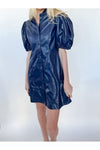 Navy Leather Mini Dress