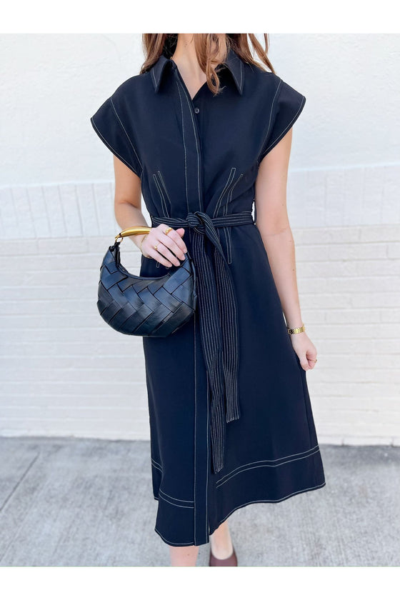 Contrast Stitch Midi Dress