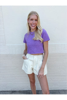  Purple Short Sleeve Knit