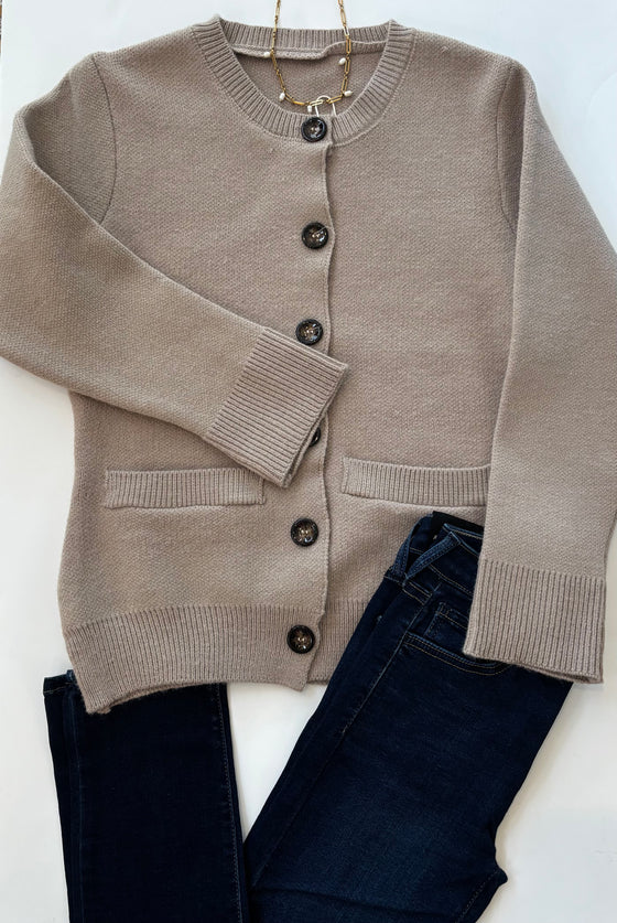 Taupe Chic Knit Cardigan