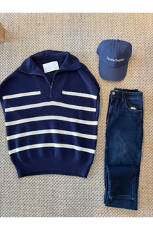  Half Zip Striped Sweater